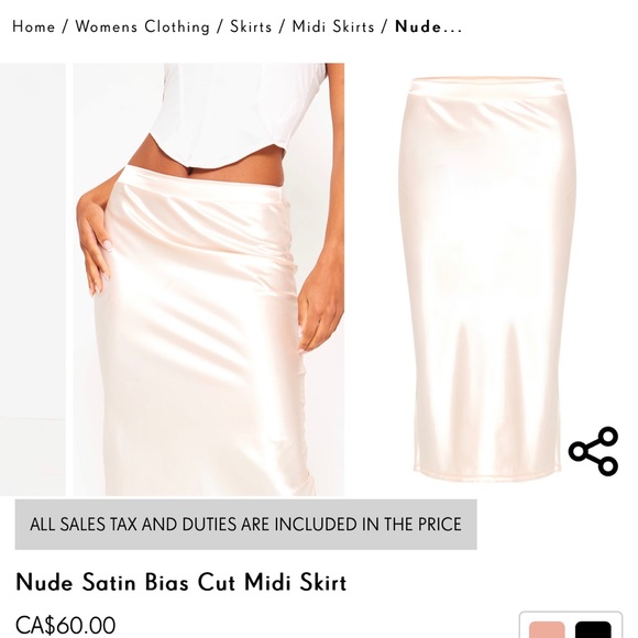 Champagne satin midi skirt - Picture 2 of 5